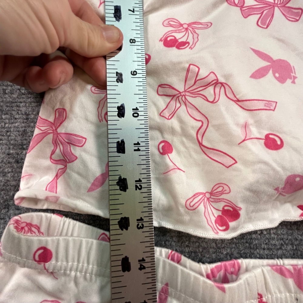 Playboy Pink Bunny Cherry Ribbon Pajama Set Camisole and Shorts White Medium - Picture 6 of 8